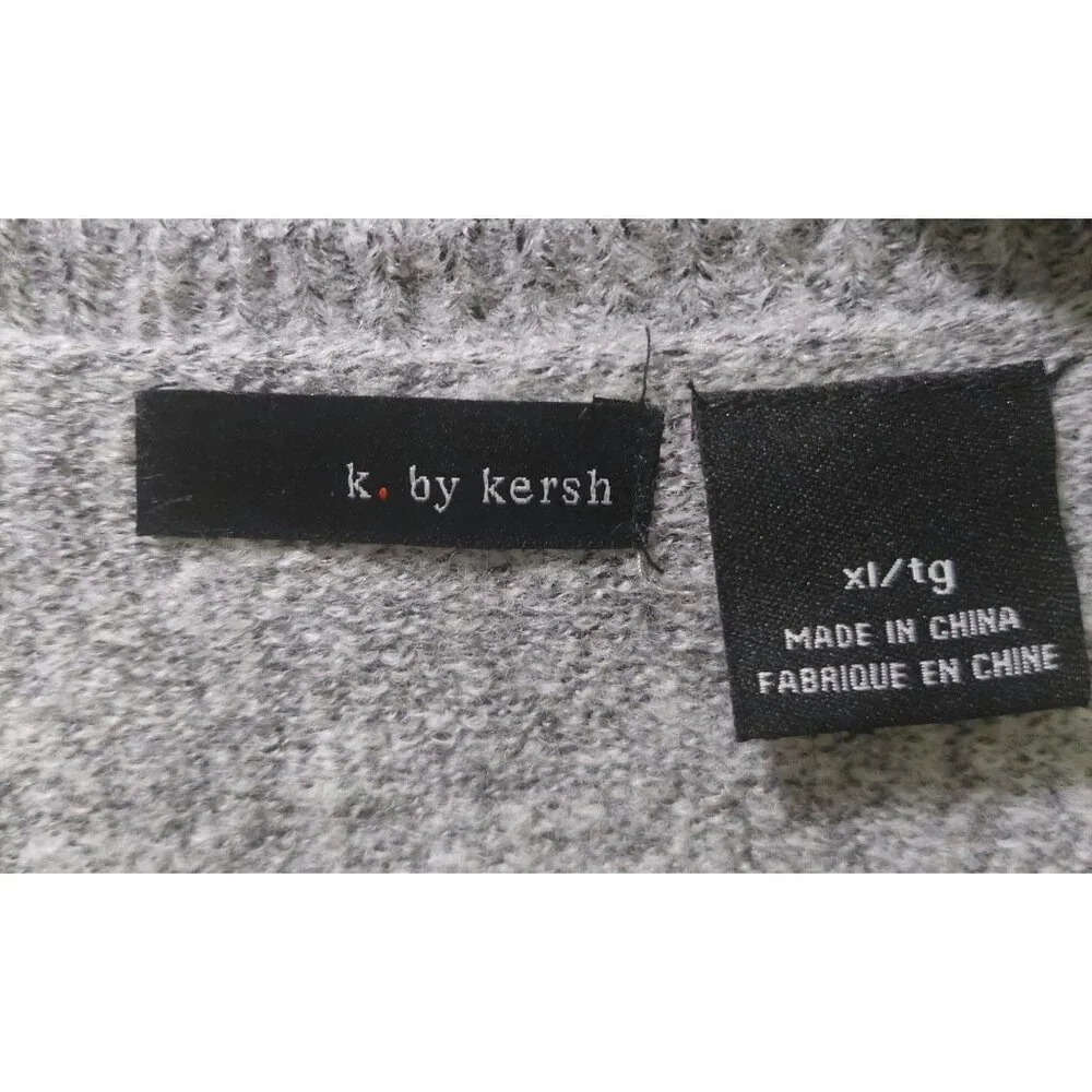 k. by kersh Women's Gray Short Sleeve Cardigan W/ White Heart on Back Size XL - Picture 3 of 10